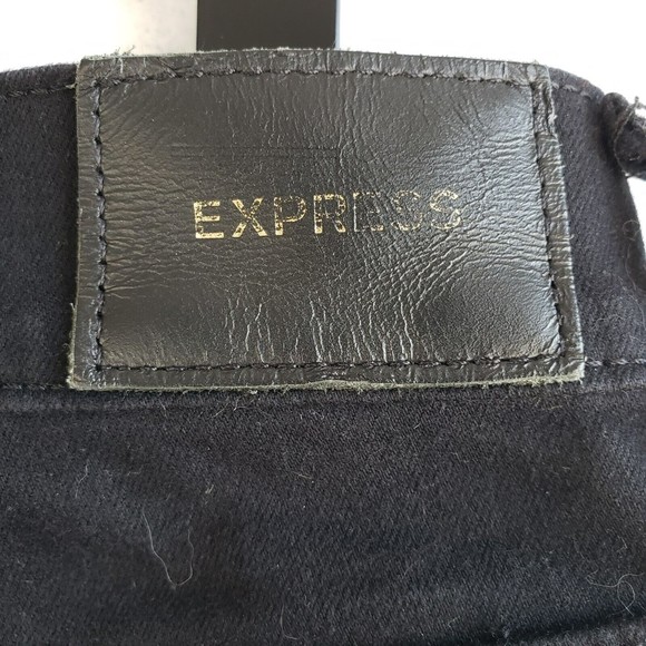 Express Skinny High Rise Jeans Women Size 2R Black Denim 5 Pockets Logo Stretch - Picture 6 of 12